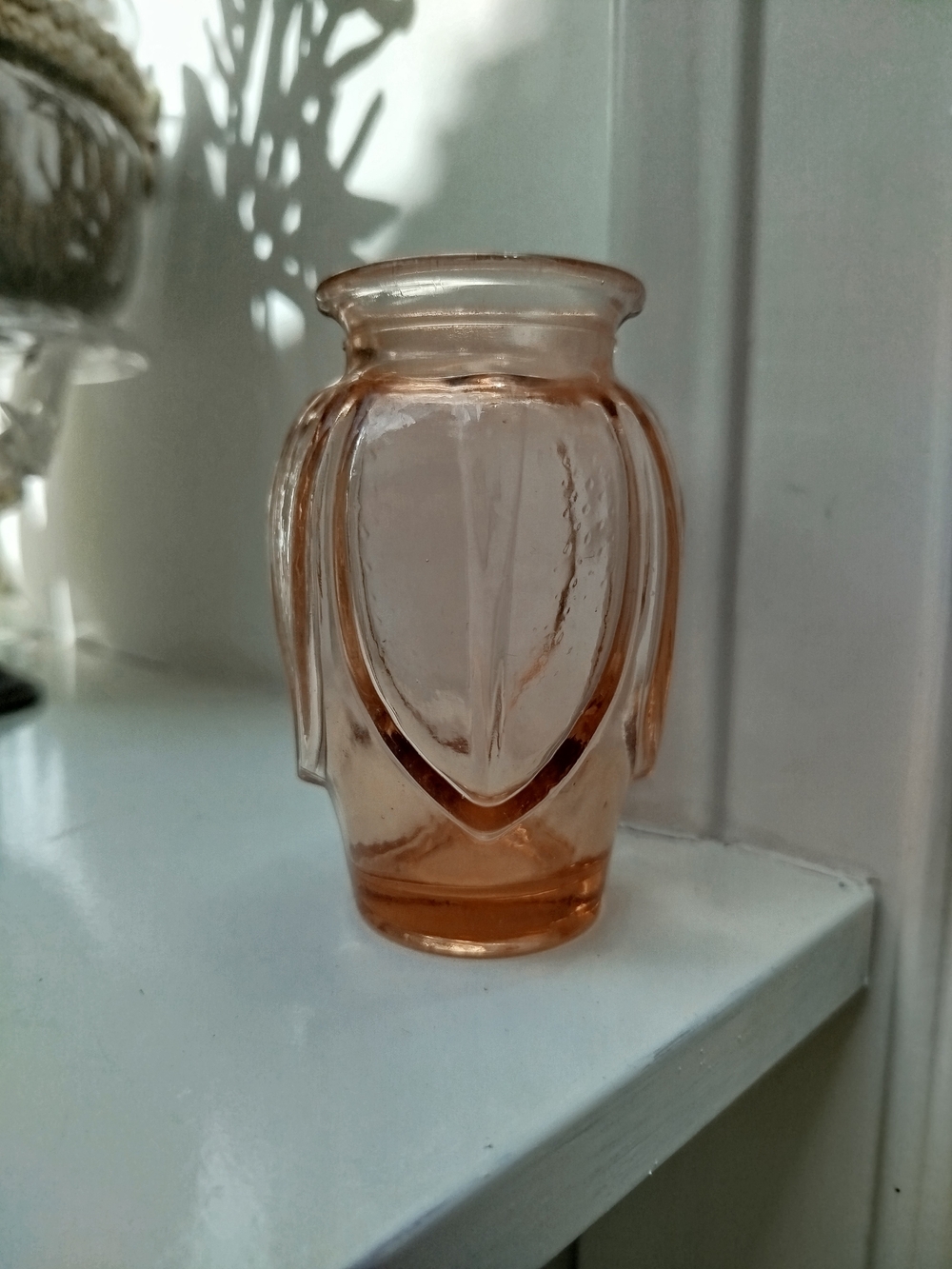 Vintage Pink Depression Glass Small Glass Vase / Spoon Vase